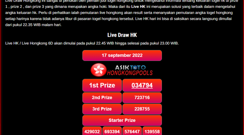 Live Draw Hongkong